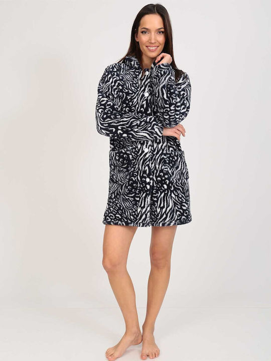 Lydia Creations Winter Women's Robe Dark Blue