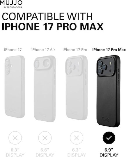 Mujjo Umschlag Rückseite Leder 1mm Schwarz (iPhone 17 Pro Max)