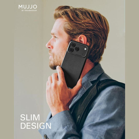 Mujjo Back Cover Δερμάτινο 1mm Μαύρο (iPhone 17 Pro)