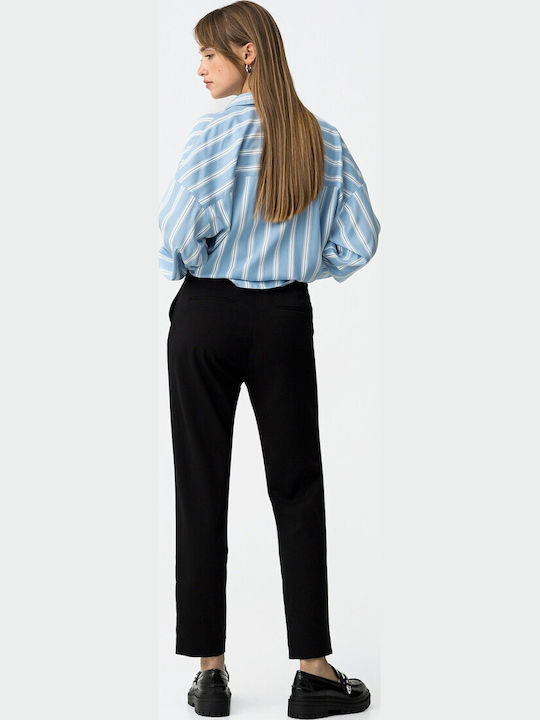 Women's Fabric Capri Trousers Black