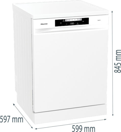 Hisense Freistehender Geschirrspüler für 14 Gedecke B60xH85cm Weiß