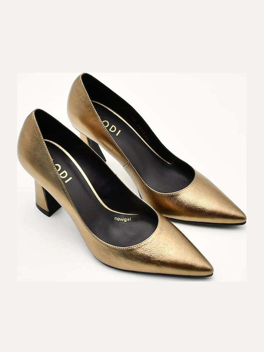 Leather Stiletto Gold High Heels