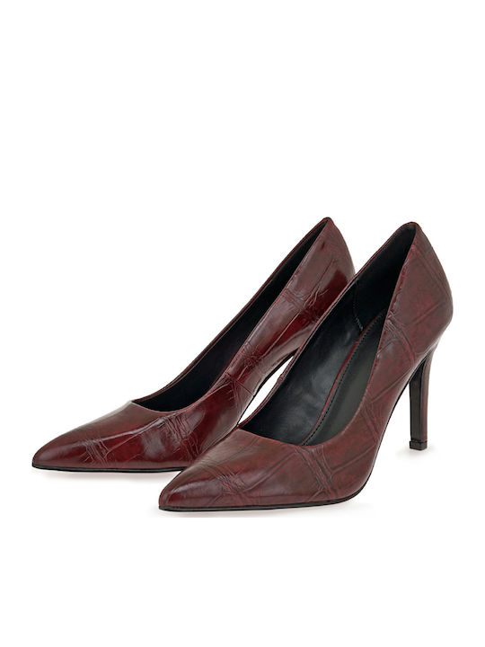 Synthetic Leather Burgundy High Heels