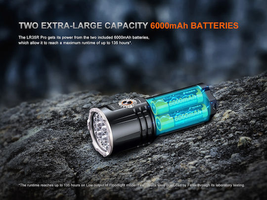 Fenix Pro Rechargeable Flashlight LED IP68 with Maximum Brightness 10000lm LR35R PRO Black