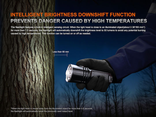 Fenix Pro Rechargeable Flashlight LED IP68 with Maximum Brightness 10000lm LR35R PRO Black
