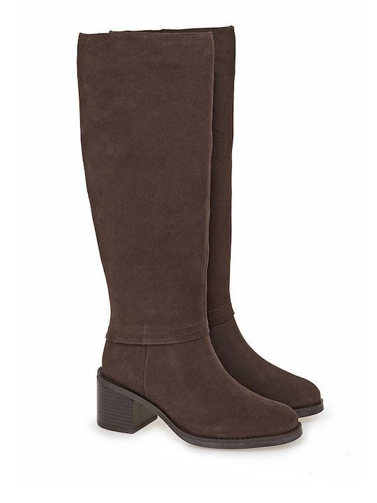 Clarks Δερμάτινες Γυναικείες Μπότες Καφέ