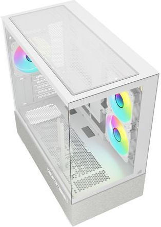 Sharkoon MK7 ARGB Gaming Mini Tower Computer Case with Side Window White