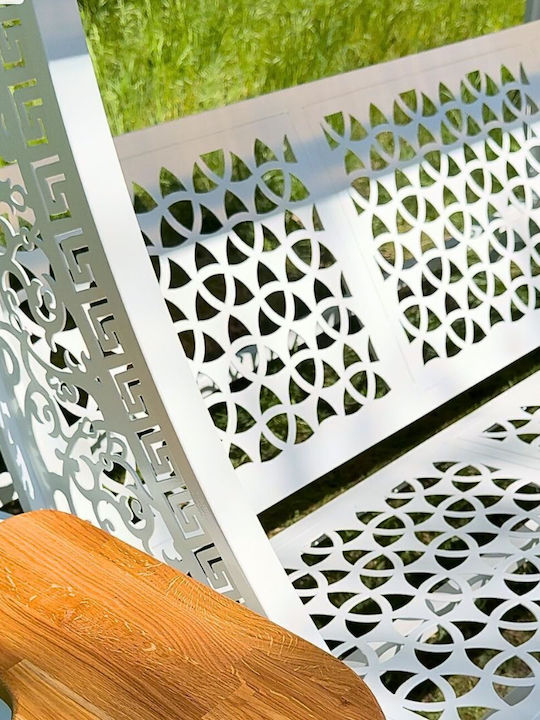 Garten & Veranda Schaukel mit Basis und Kissen Sessel Metallisch Weiß Belastbarkeit bis 400kg L220xB150xH260cm
