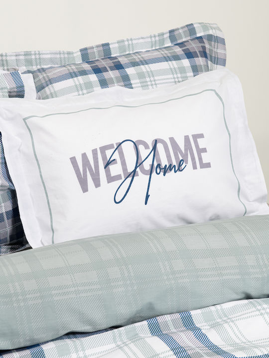 Nima Bettbezug-Set Baumwolle Einzelbett mit Kissenbezug 160x240 Welcome Blue, Grey