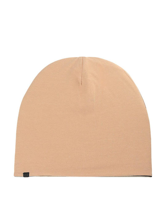 Kids Beanie Double Sided Knitted Brown