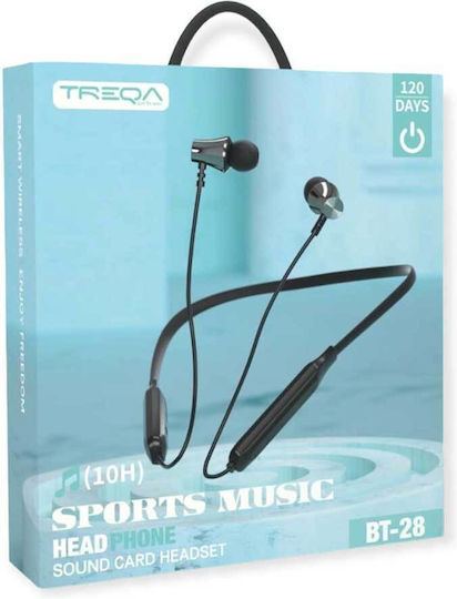 Treqa BT-28 In-ear Bluetooth Handsfree Ακουστικά με Αντοχή στον Ιδρώτα Μαύρα