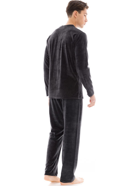 Ulisse Winter Herrenpyjama Baumwollene Yacht Blau