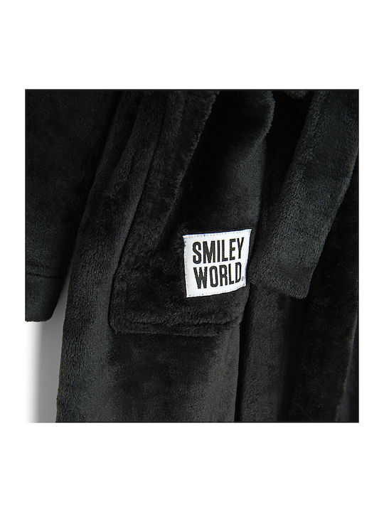 Cool Club Παιδικό Μπουρνούζι Smiley World Μαυρο με Κουκούλα