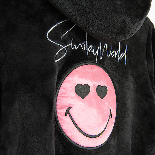 Cool Club Kids Hooded Bathrobe Smiley World Black