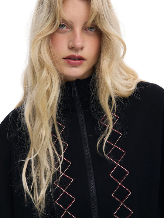 Women's Black Coat with Zipper