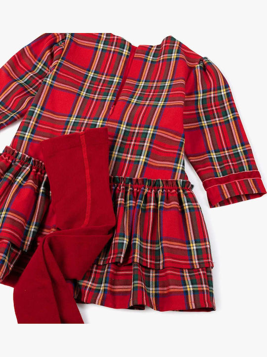 Kinderkleid Langärmelig Geprüft Set aus 2 mit Strumpfhose Rote