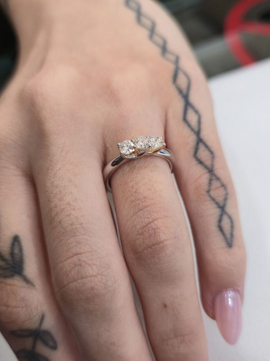 Mentzos Damen Ring mit Diamant aus Weißgold 18K