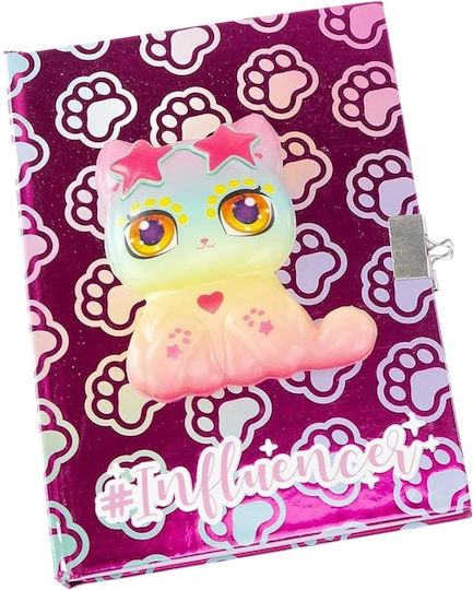Influencer Secret Diary Pink Secret Notebook Squishy Cat & Accessories Full of Style & Imagination