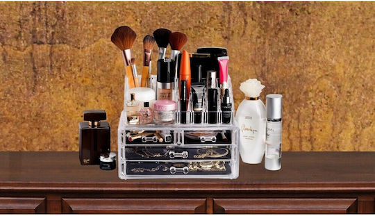 Aj Makeup & Cosmetics Organizer 4 Drawers Συρταριέρα Καλλυντικών & Αξεσουάρ Transparent