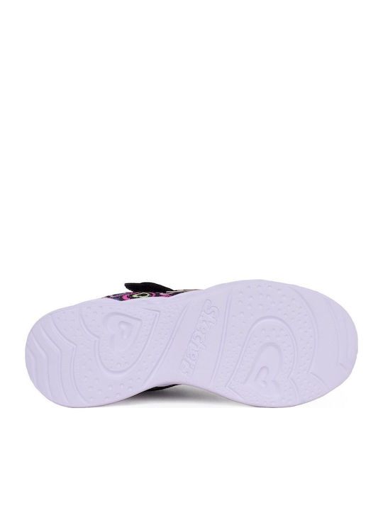 Kids Sneakers with Hoop & Loop Closure & Lights Black