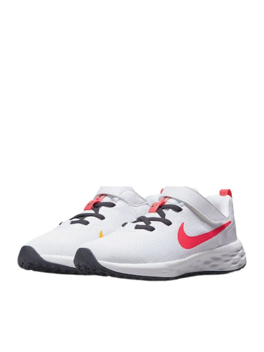 Revolution Revolution 6 Kids Sports Shoes Running with Hoop & Loop Closure White / Sea Coral / Gridiron / Laser Orange