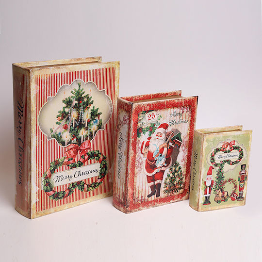 Eurolamp Vintage Decorative Wooden Books Set 3 Pieces 30x22x7.5 23x17x6 16x11x4.5cm Eurolamp