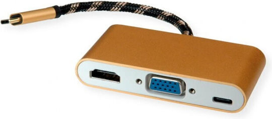 Adaptor Display Roline Gold USB Tip C la VGA HDMI C PD
