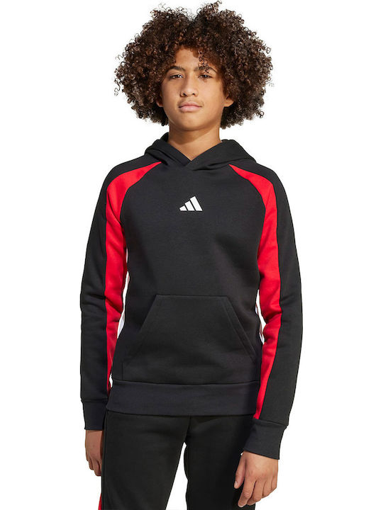 Fleece Παιδικό Φούτερ με Κουκούλα και Τσέπες Μαύρο Essentials