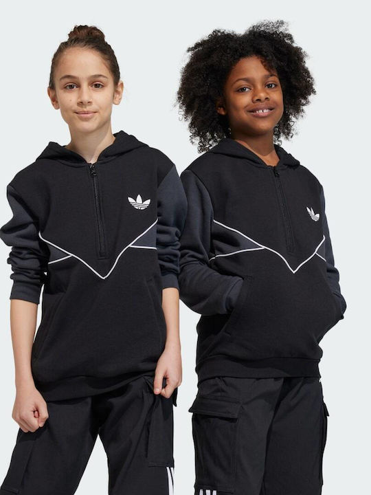 adidas Παιδικό Φούτερ με Κουκούλα και Τσέπες Μαύρο Adicolor
