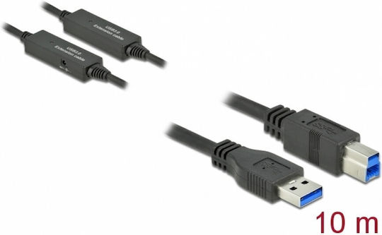 DeLock USB 3.1 Cable USB-B male - USB-A male Μαύρο 10m 85380