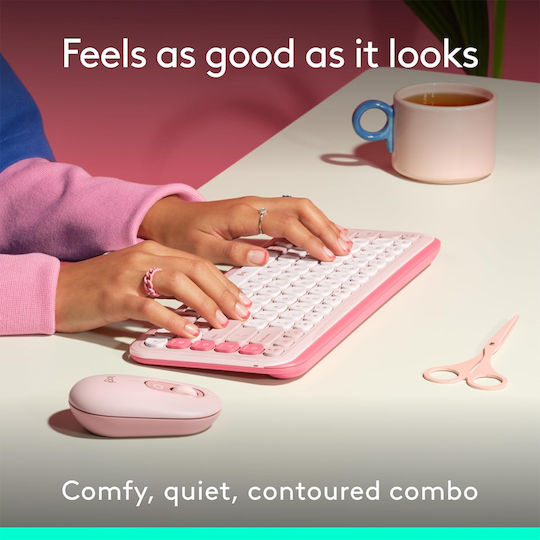 Logitech Pop Icon Combo Ασύρματο Bluetooth Σετ Πληκτρολόγιο & Ποντίκι Αγγλικό UK Λευκό