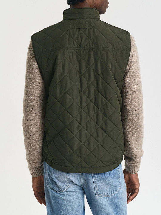 Sleeveless Jacket Puffer Waterproof and Windproof Khaki