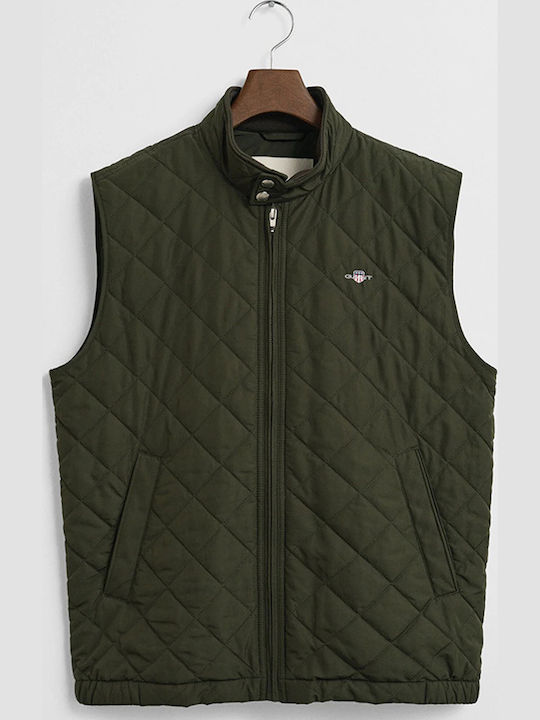 Sleeveless Jacket Puffer Waterproof and Windproof Khaki