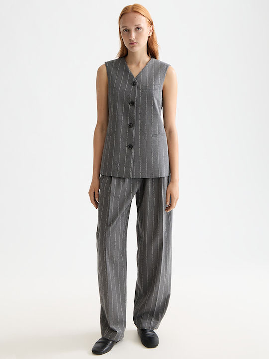Quinn Damen Stoff Hose Gestreift Gray