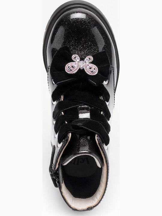 Fior Di Fiocco Kids Boots from Patent Leather with Zipper Black