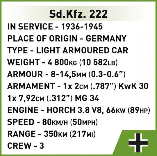 Cobi Blocuri Sd.Kfz 222 502buc