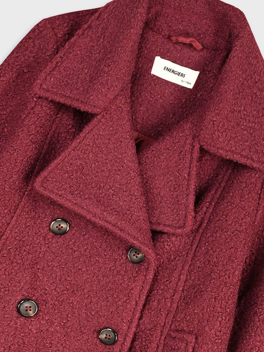 Kids Short Burgundy Coat