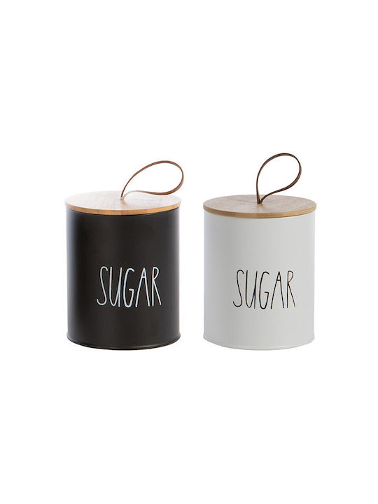 Nef-Nef Homeware Sugar Βάζο για Ζάχαρη με Καπάκι Μεταλλικό Μαύρο 10.4x10.4x13cm 1τμχ