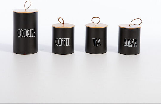 Nef-Nef Homeware Kaffeeglas mit Deckel Metallisch Schwarz 10,4x10,4x13cm