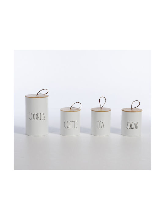 Nef-Nef Homeware Sugar Jar for Sugar with Metallic White Lid 10.4x10.4x13cm 1 Piece