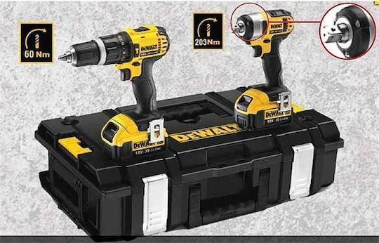 DEWALT DCK276Μ2 (DCD785+DCF880) Сет Ударна бормашина & Ударна отвертка Безчетков 18V с 2 батерии 4Ах и куфар