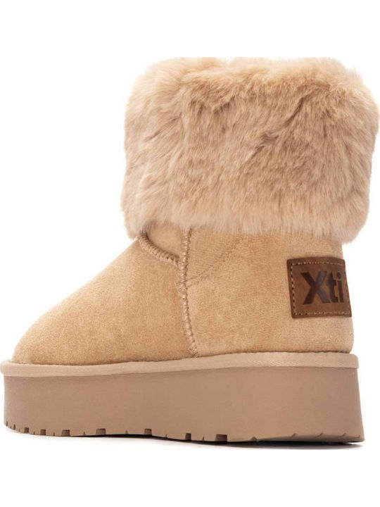 Women's Ankle Boots with Fur Beige