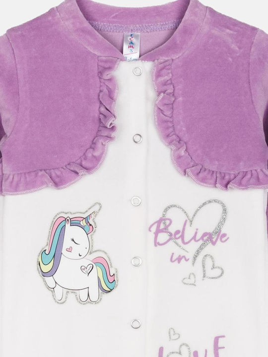 Joyce Baby-Strampler Weiß-Lila