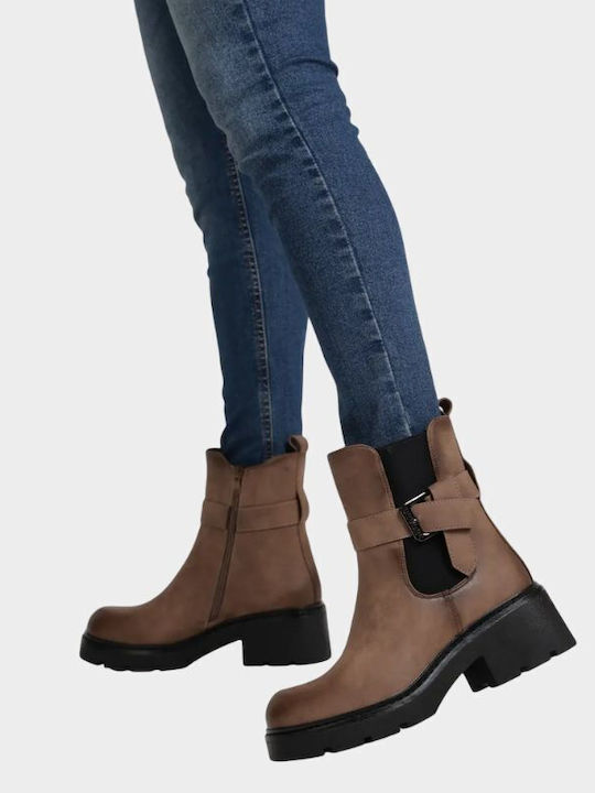 Damen Stiefeletten mit Absatz Braun