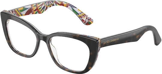 Dolce & Gabbana Пластмасов Рамка за Очила Котешко око Кафяв DG3357 3217