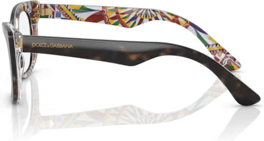 Dolce & Gabbana Пластмасов Рамка за Очила Котешко око Кафяв DG3357 3217