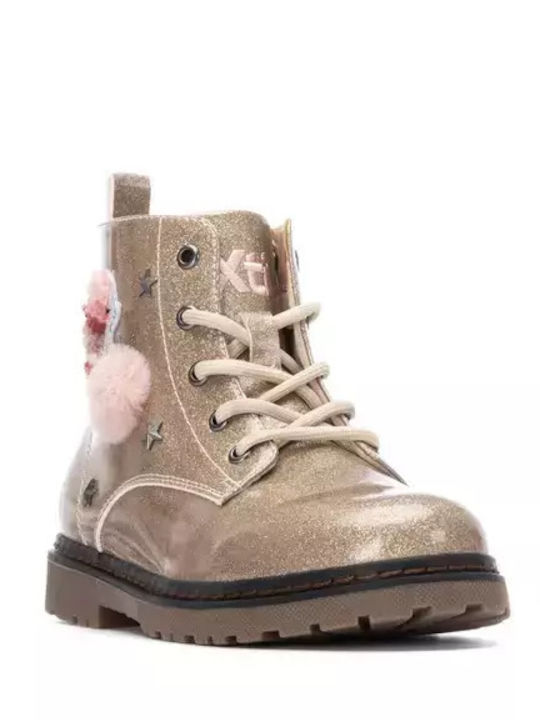 Lederne Kinderstiefel mit Reißverschluss Gold