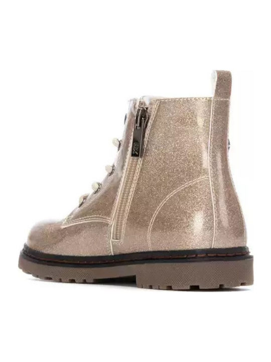 Lederne Kinderstiefel mit Reißverschluss Gold