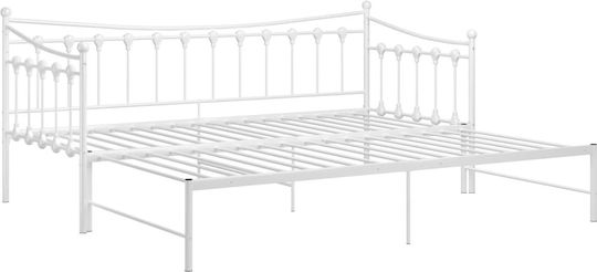 Single Metal White Sofa Bed for Mattress 90x200cm