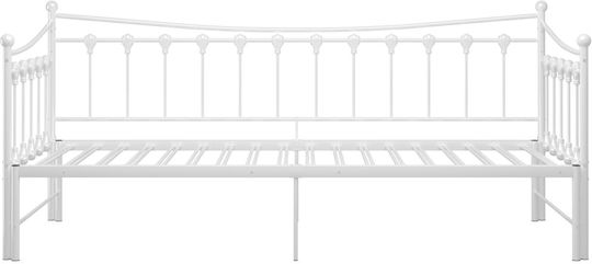 Single Metal White Sofa Bed for Mattress 90x200cm